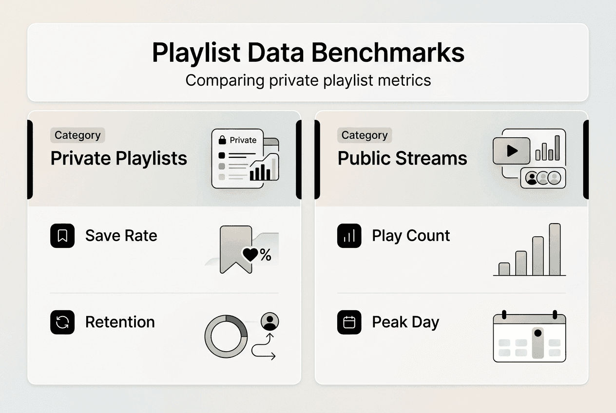 Infographic comparing playlist benchmark metrics