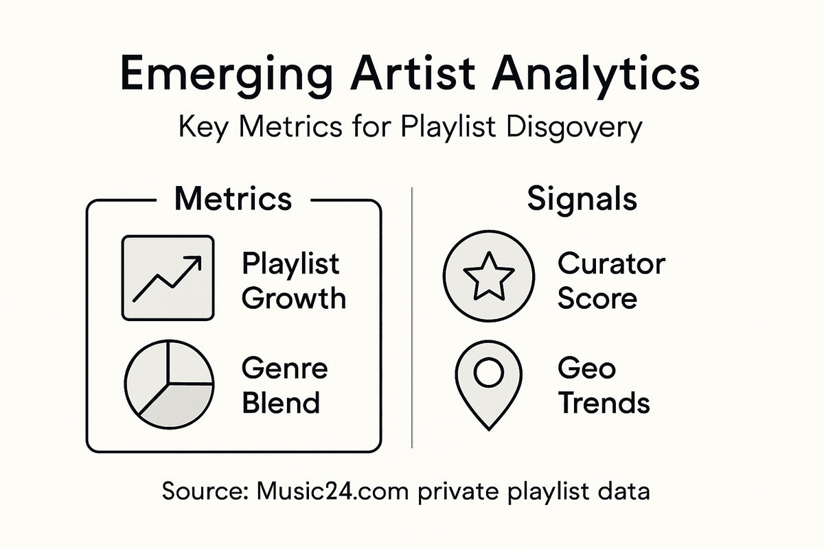 Infographic summarizing emerging artist analytics methods