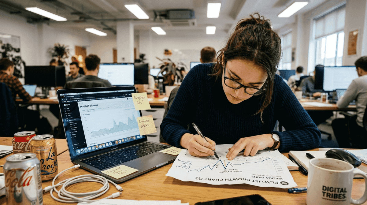 Marketer studying playlist growth chart