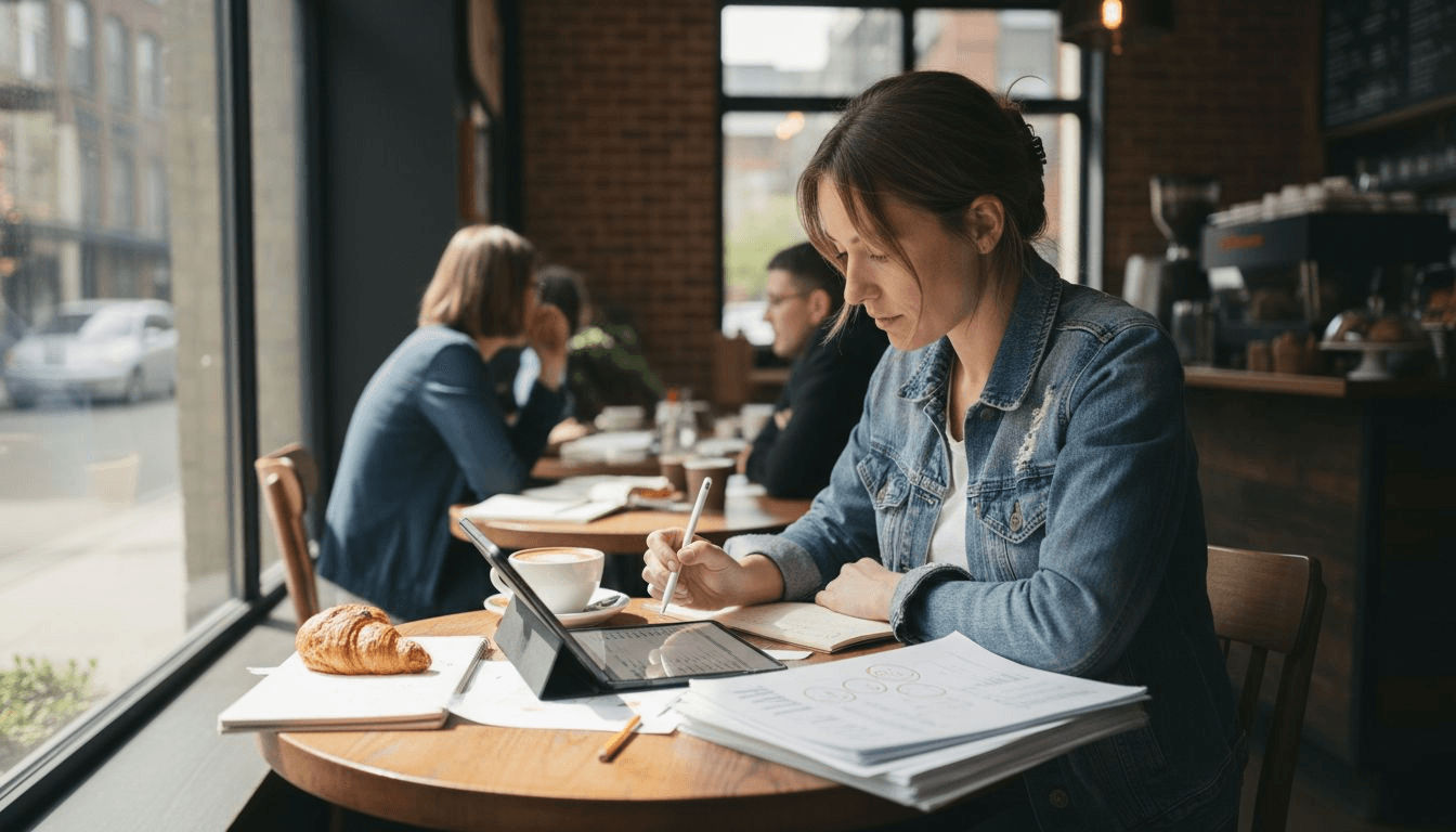 Woman tracking song engagement metrics