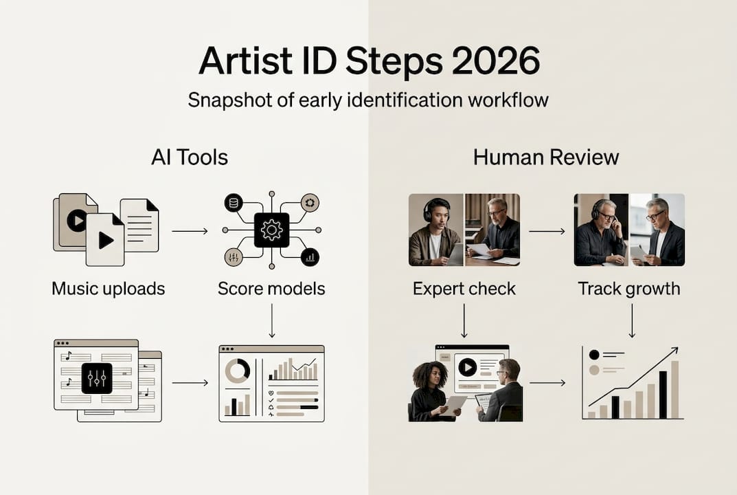Infographic of artist identification workflow steps