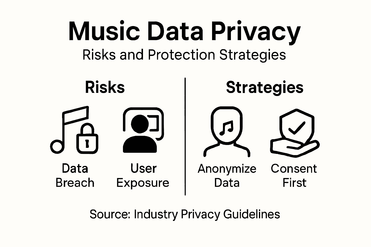 Infographic showing music data privacy risks and strategies