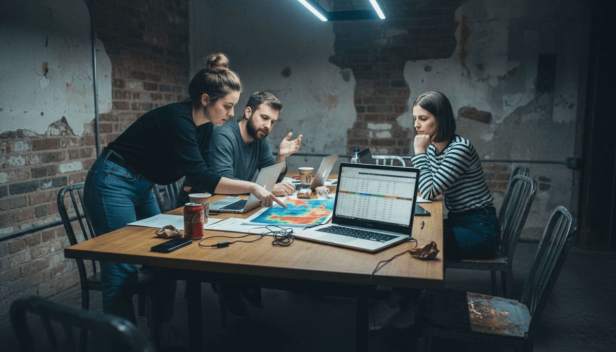 Team reviewing playlist analytics together