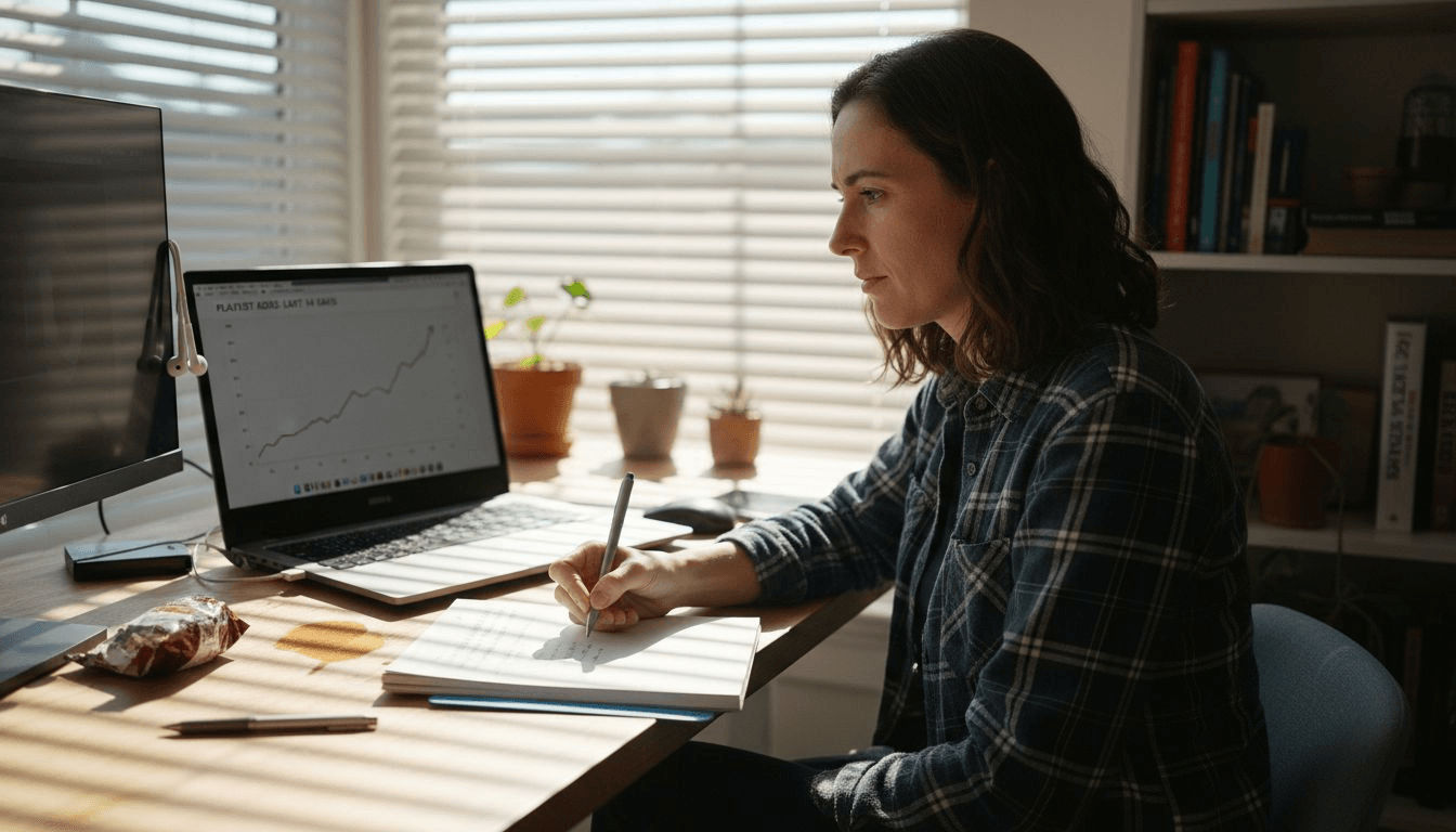 Woman tracking rapid playlist addition chart