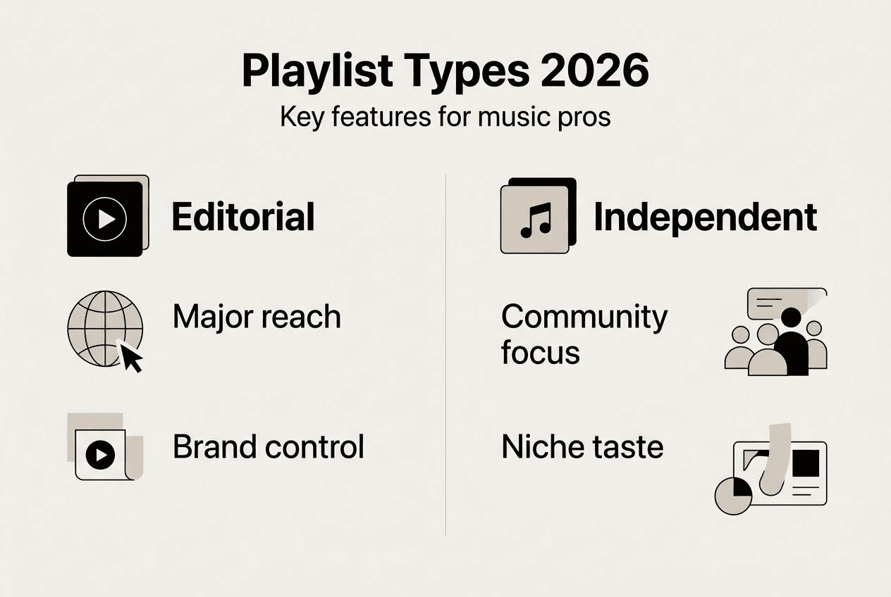 Infographic comparing playlist types and features