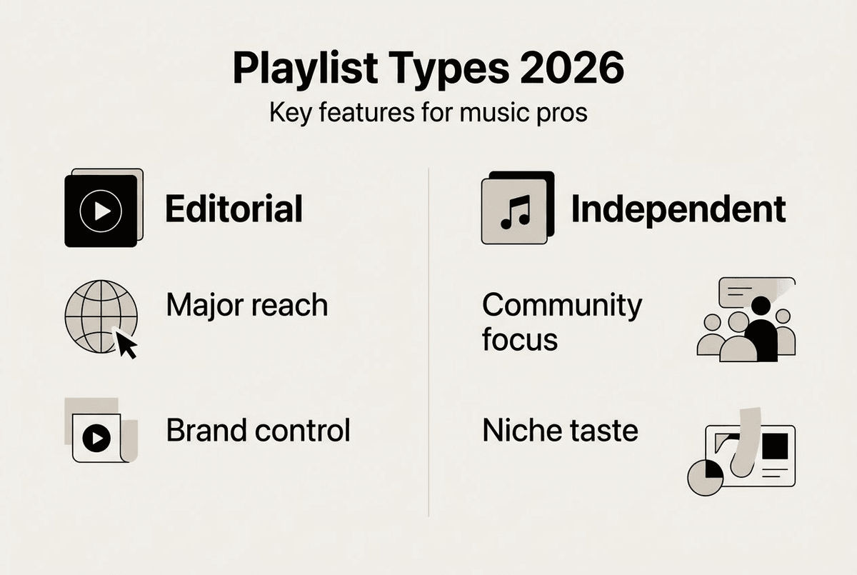 Infographic comparing playlist types and features