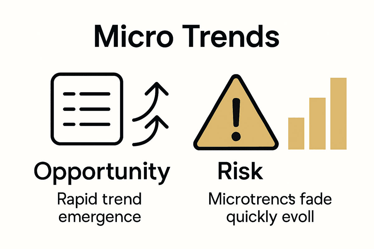 Infographic comparing micro trend opportunities and risks for artists
