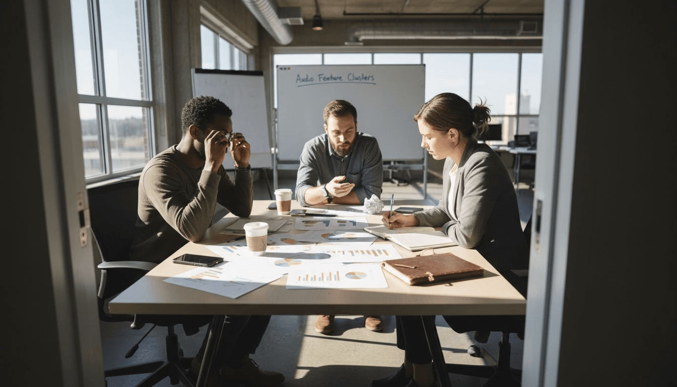 Team discussing playlist segmentation results