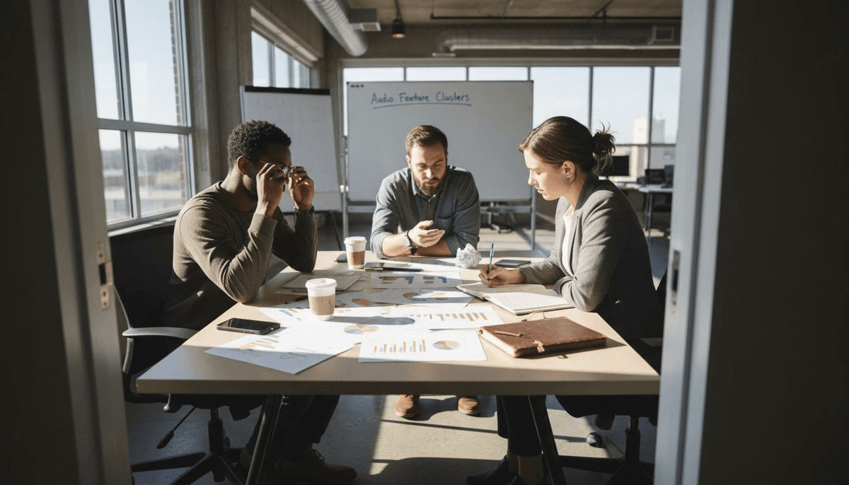 Team discussing playlist segmentation results