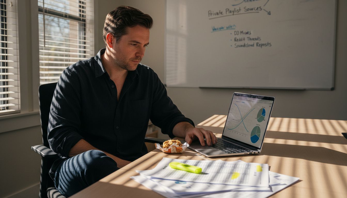 Music analyst studying private playlist charts