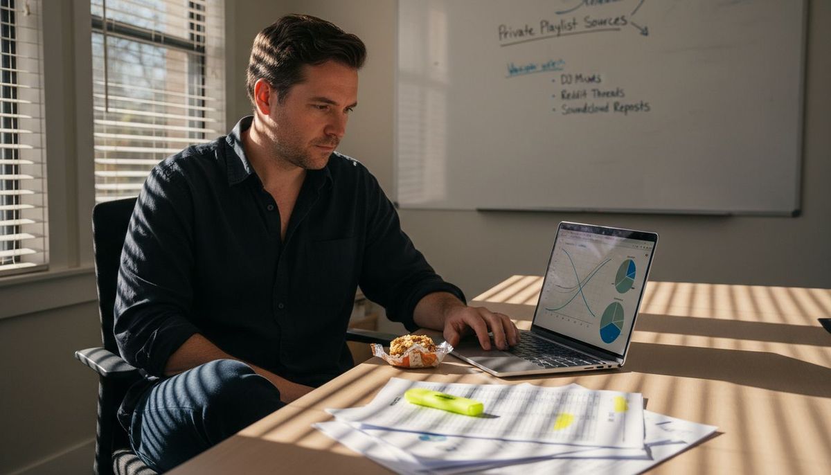 Music analyst studying private playlist charts