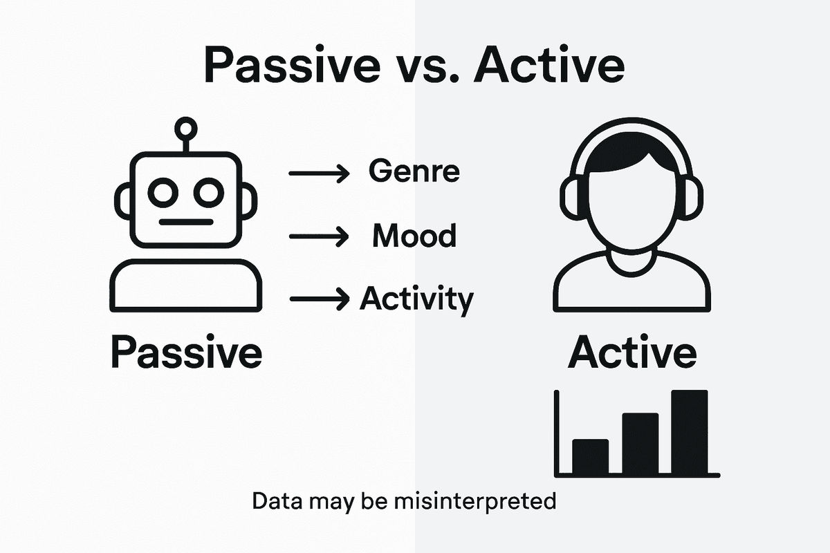 Infographic comparing passive and active playlist data