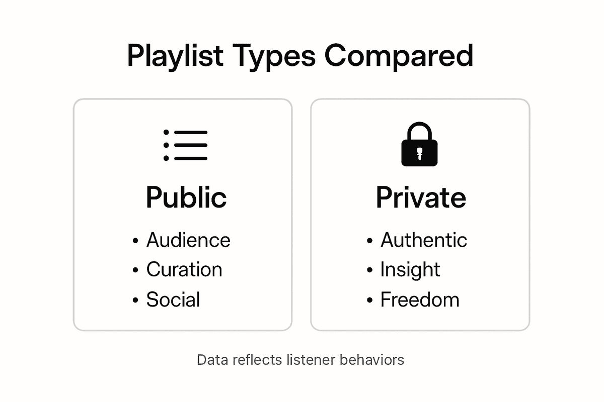 Infographic comparing public and private playlists