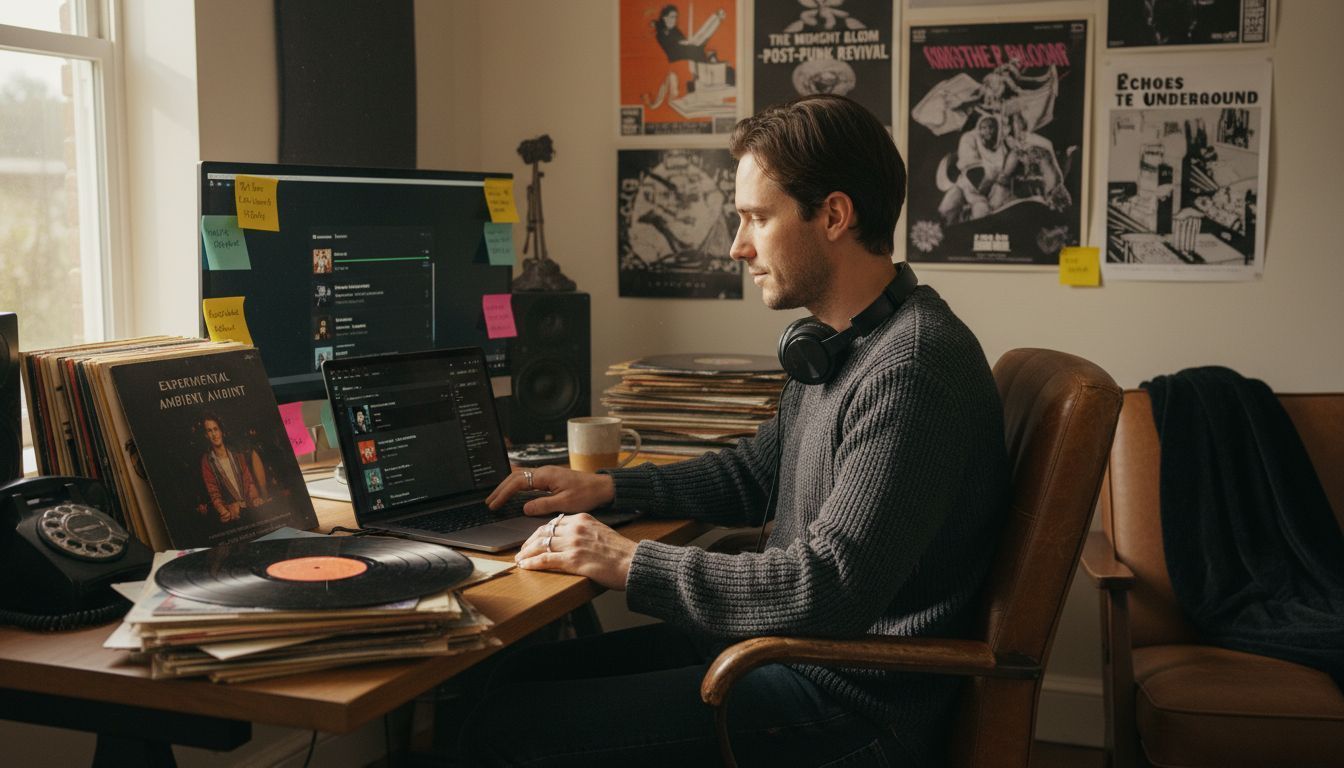 independent music curator desk