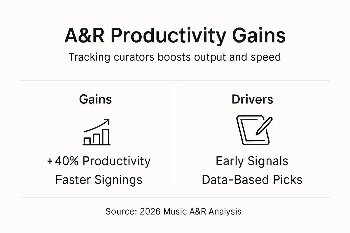 Infographic showing A&R productivity gains and drivers