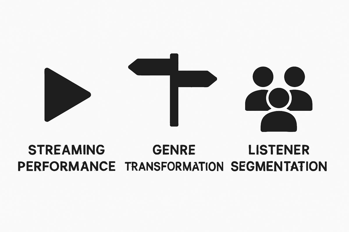 Infographic with icons: streaming, genre change, and audience segments