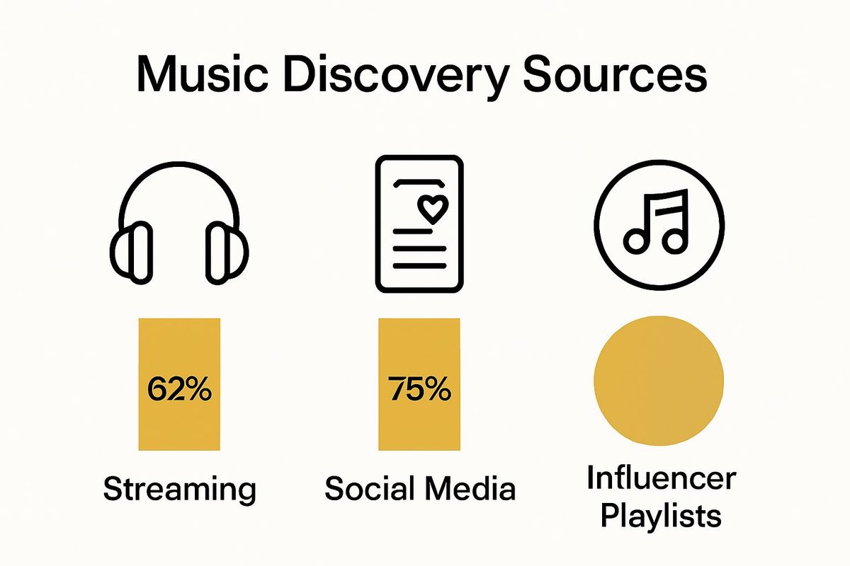 Infographic showing top three ways people discover new music