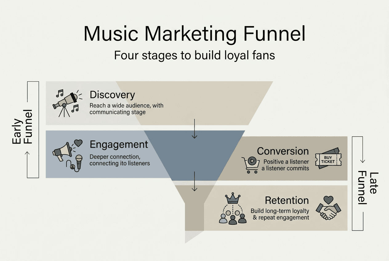 Infographic showing music funnel stages