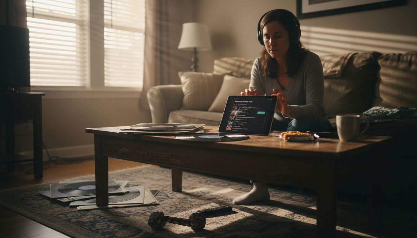 Woman adding songs to private playlist
