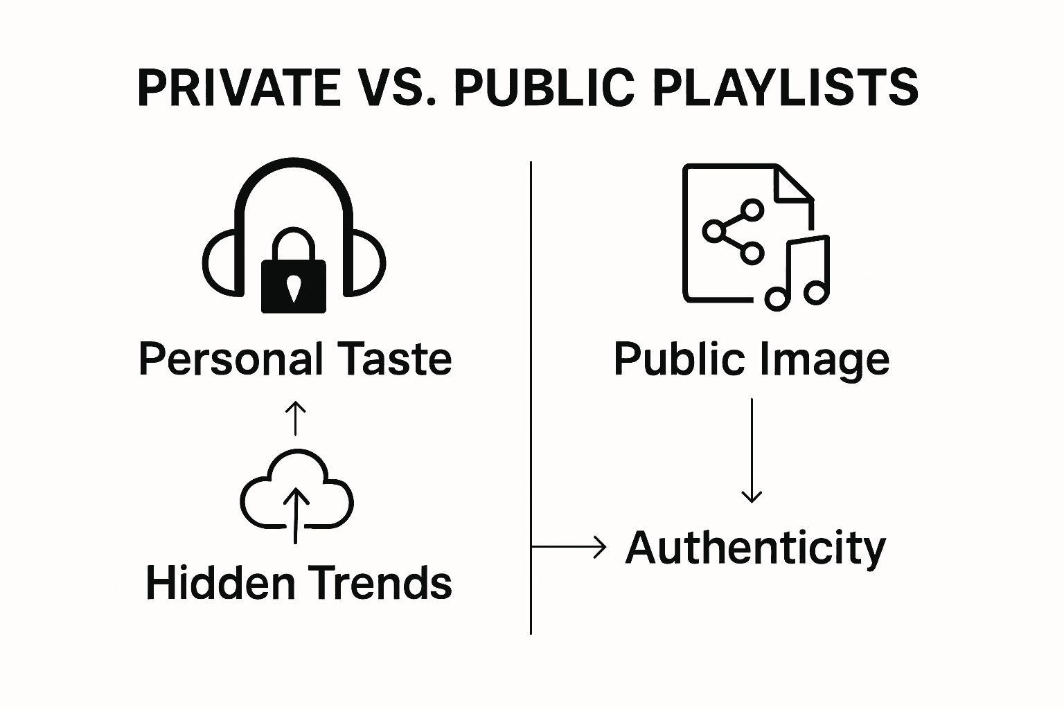 Infographic comparing private and public playlists
