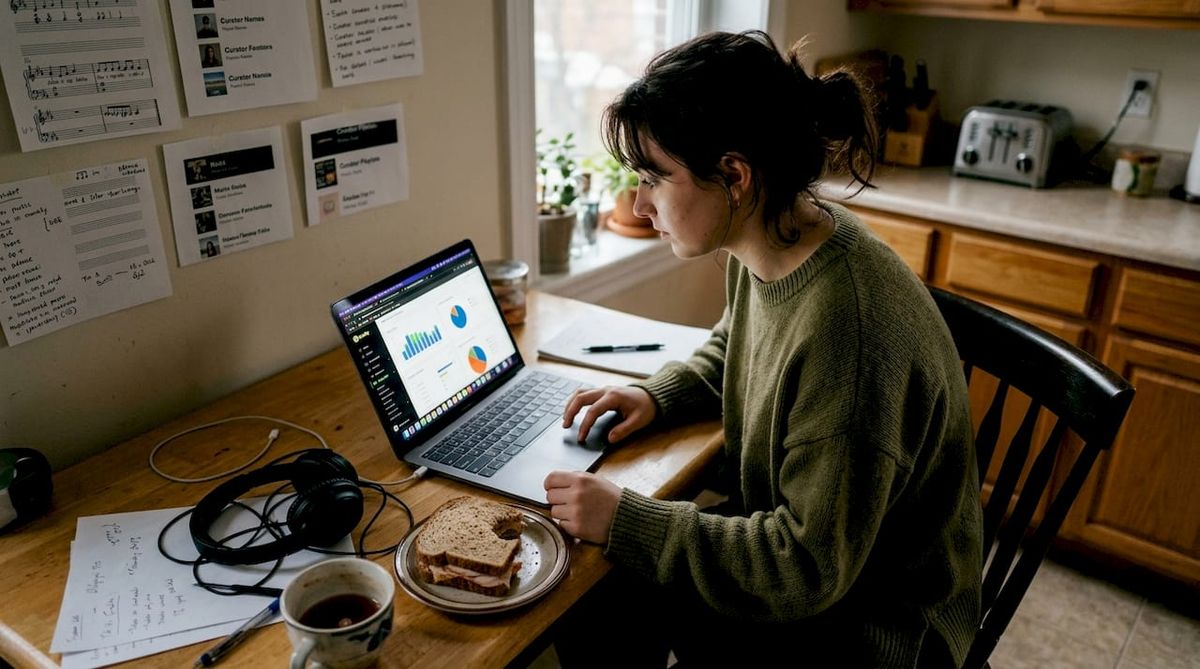 Analyst comparing music data tracking platforms