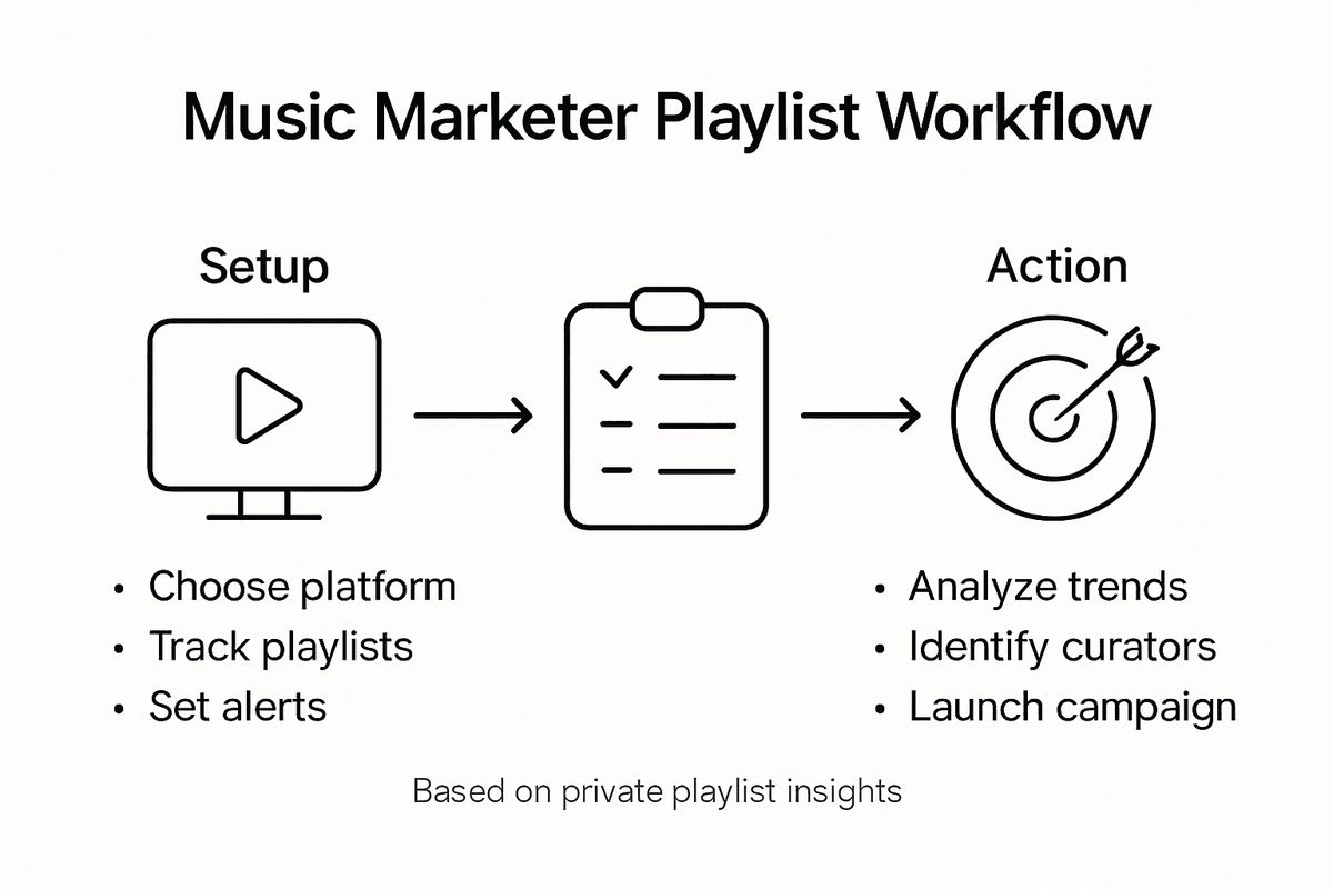 Infographic summarizing music marketer workflow steps