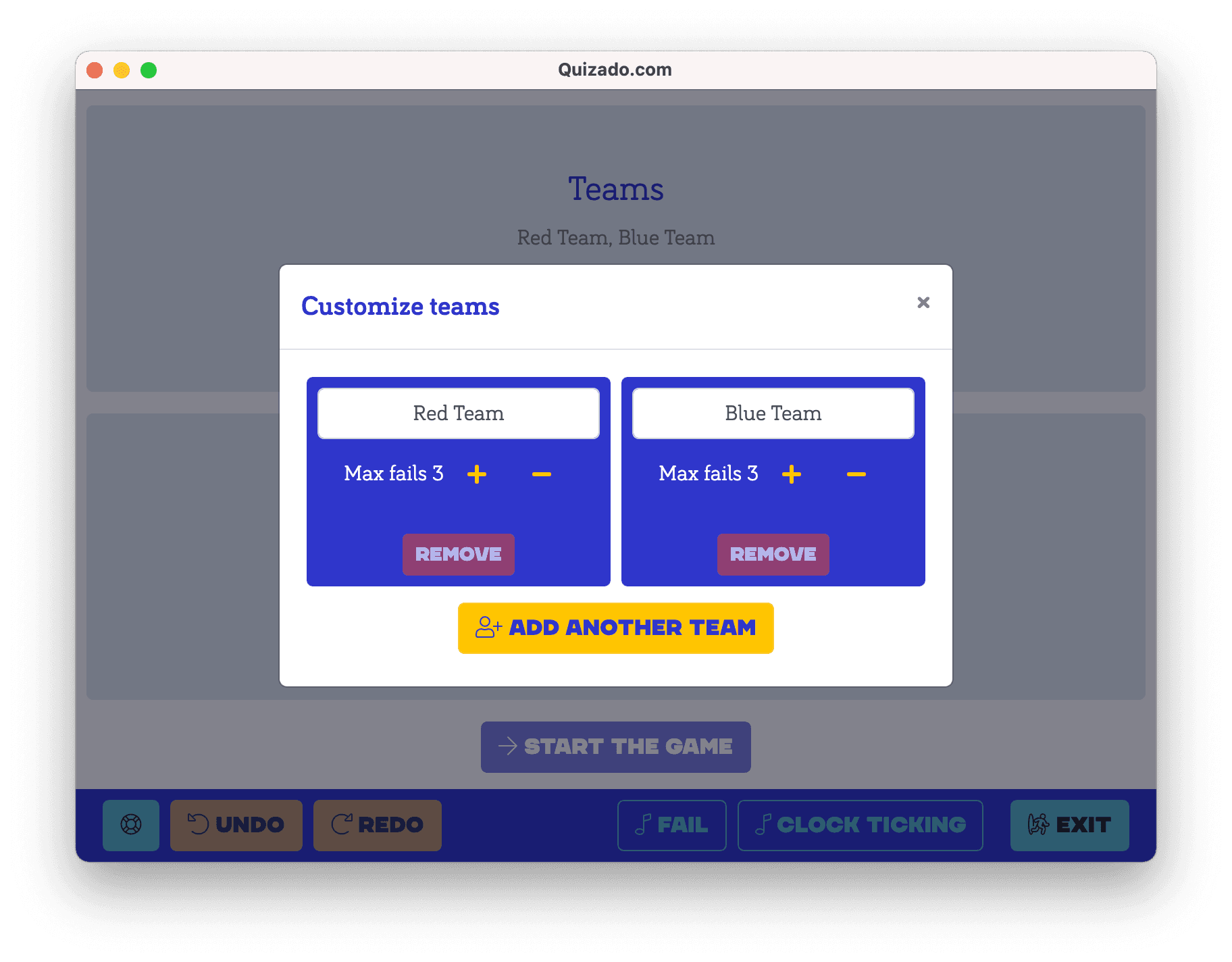family feud configure teams