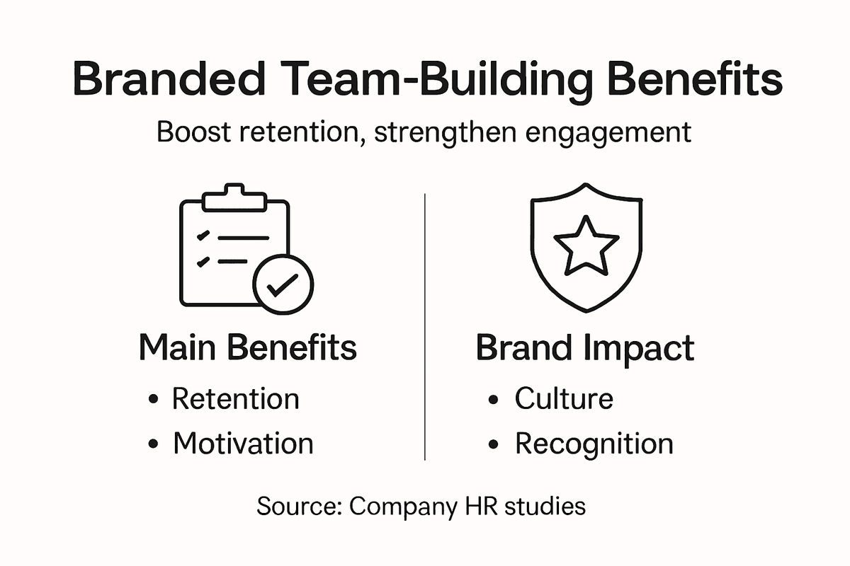 Infographic showing branded team-building benefits
