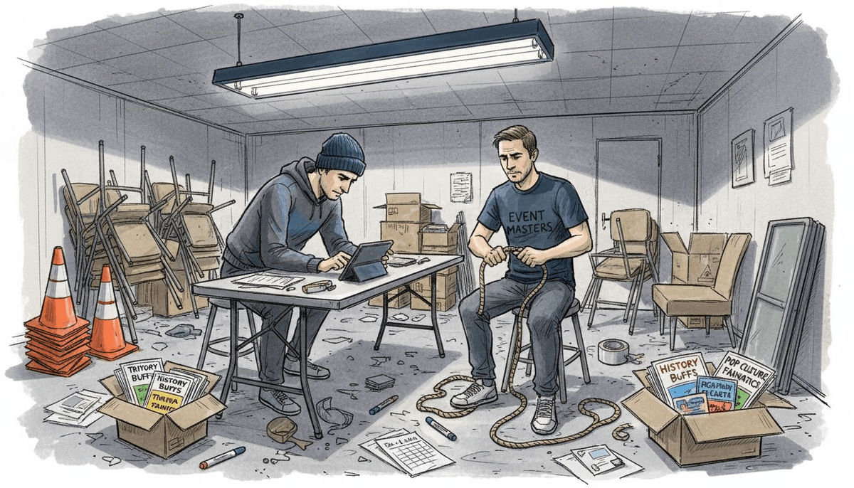 Comparing trivia and ropes course setup