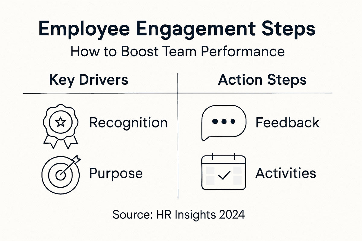 Infographic showing steps for employee engagement