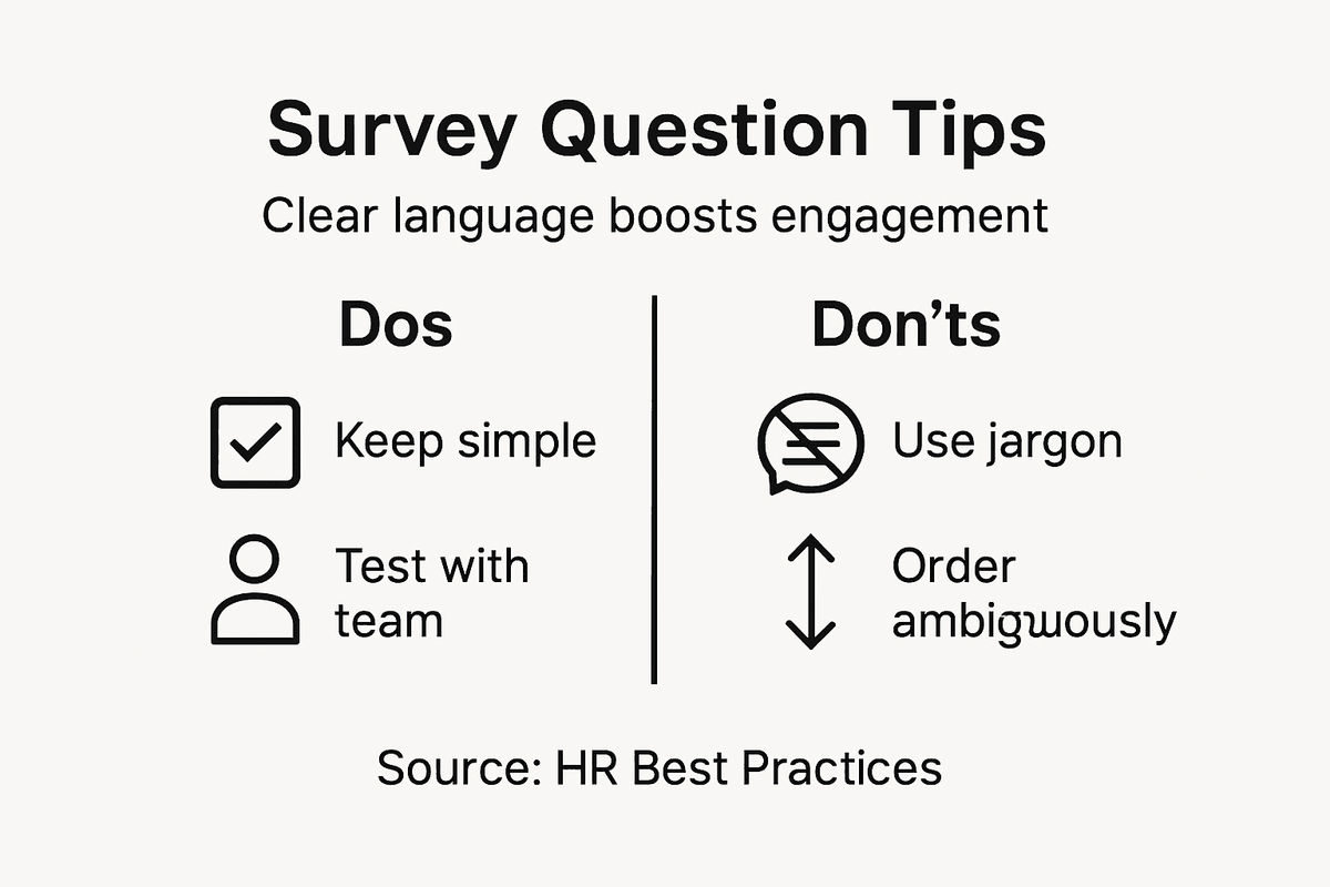 Infographic showing survey question dos and don'ts