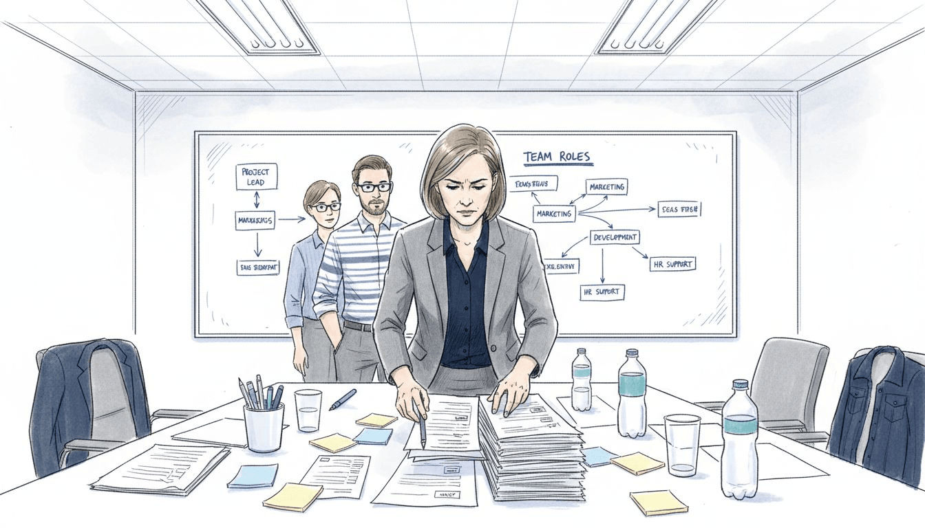 Manager reviewing team assessment for event planning