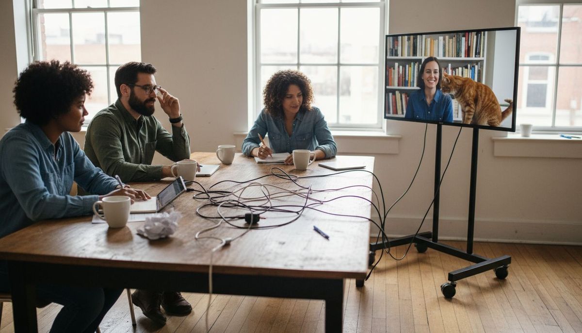 In-person and remote team members sharing platform