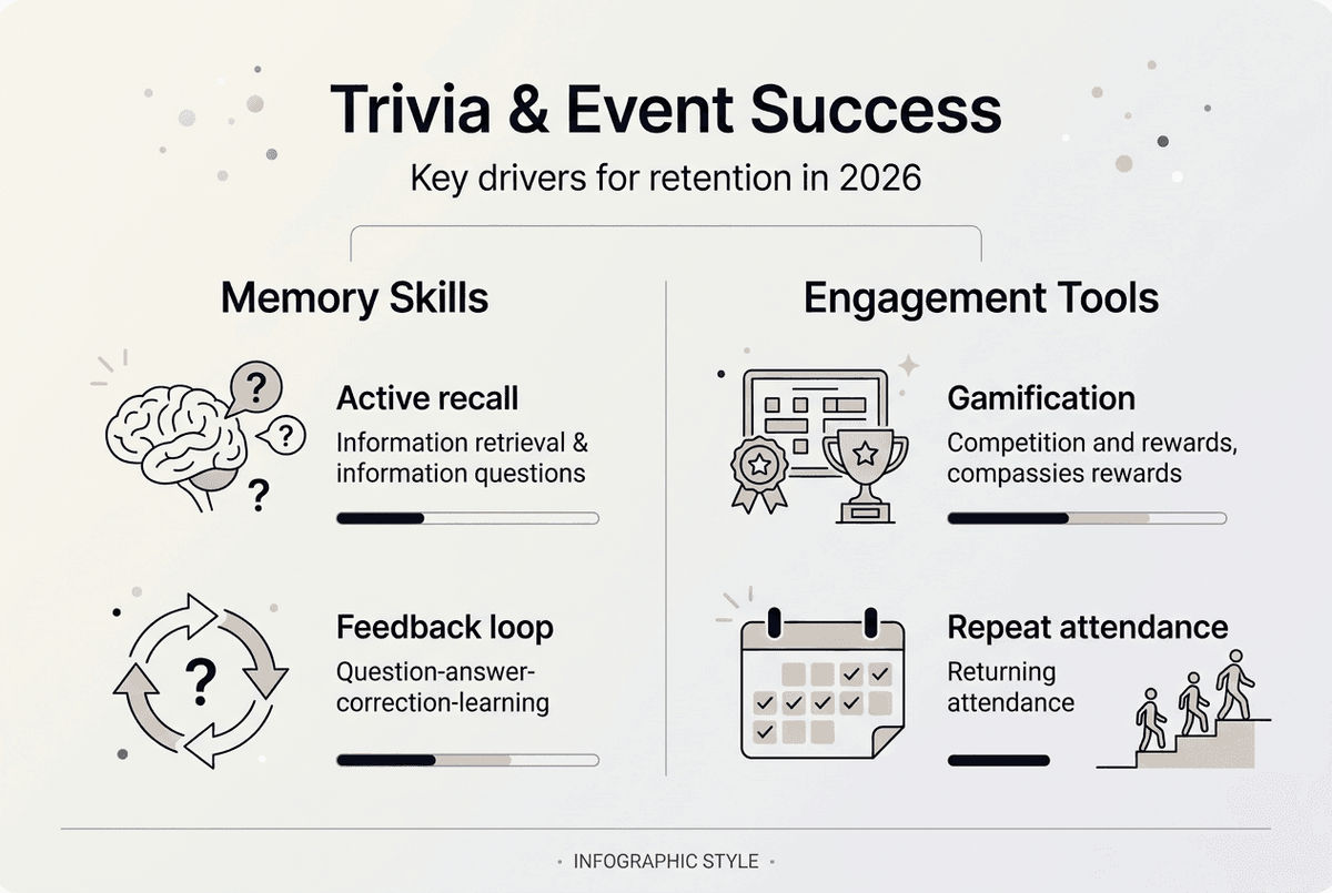 Infographic showing trivia and retention drivers
