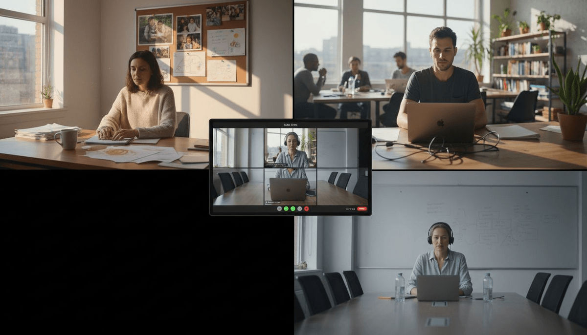 Colleagues collaborating during virtual meeting