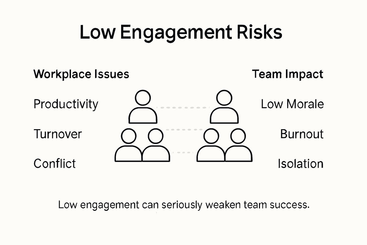 Infographic showing low engagement workplace risks