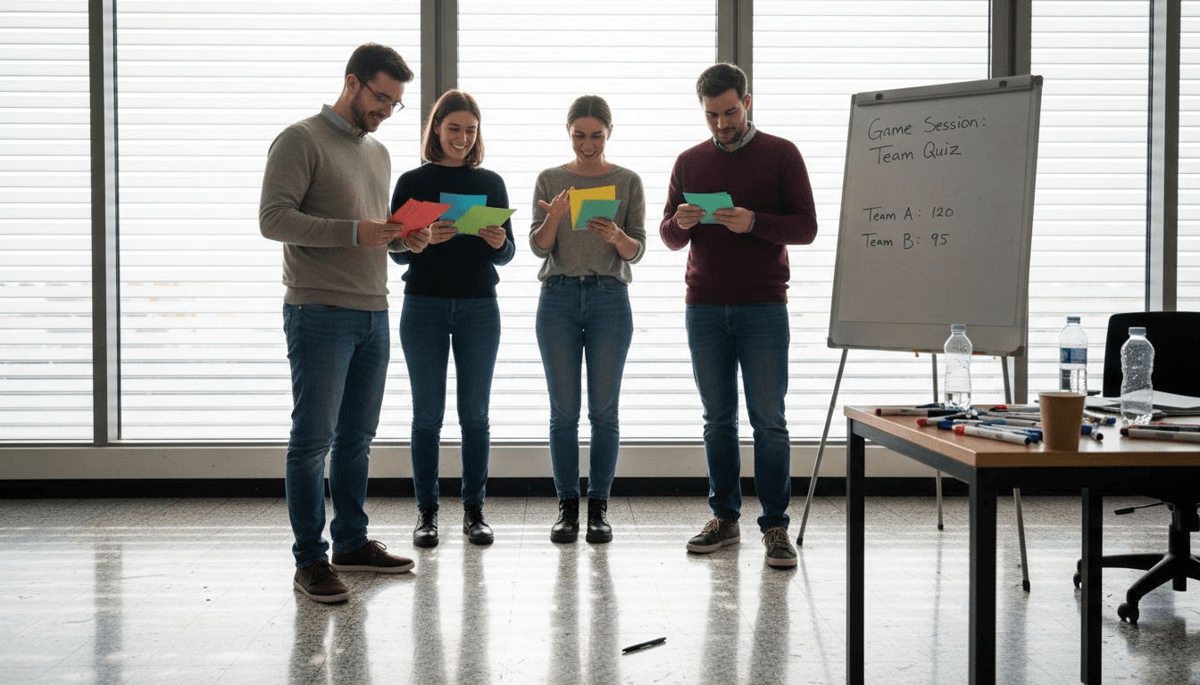 Team ready for group building activity