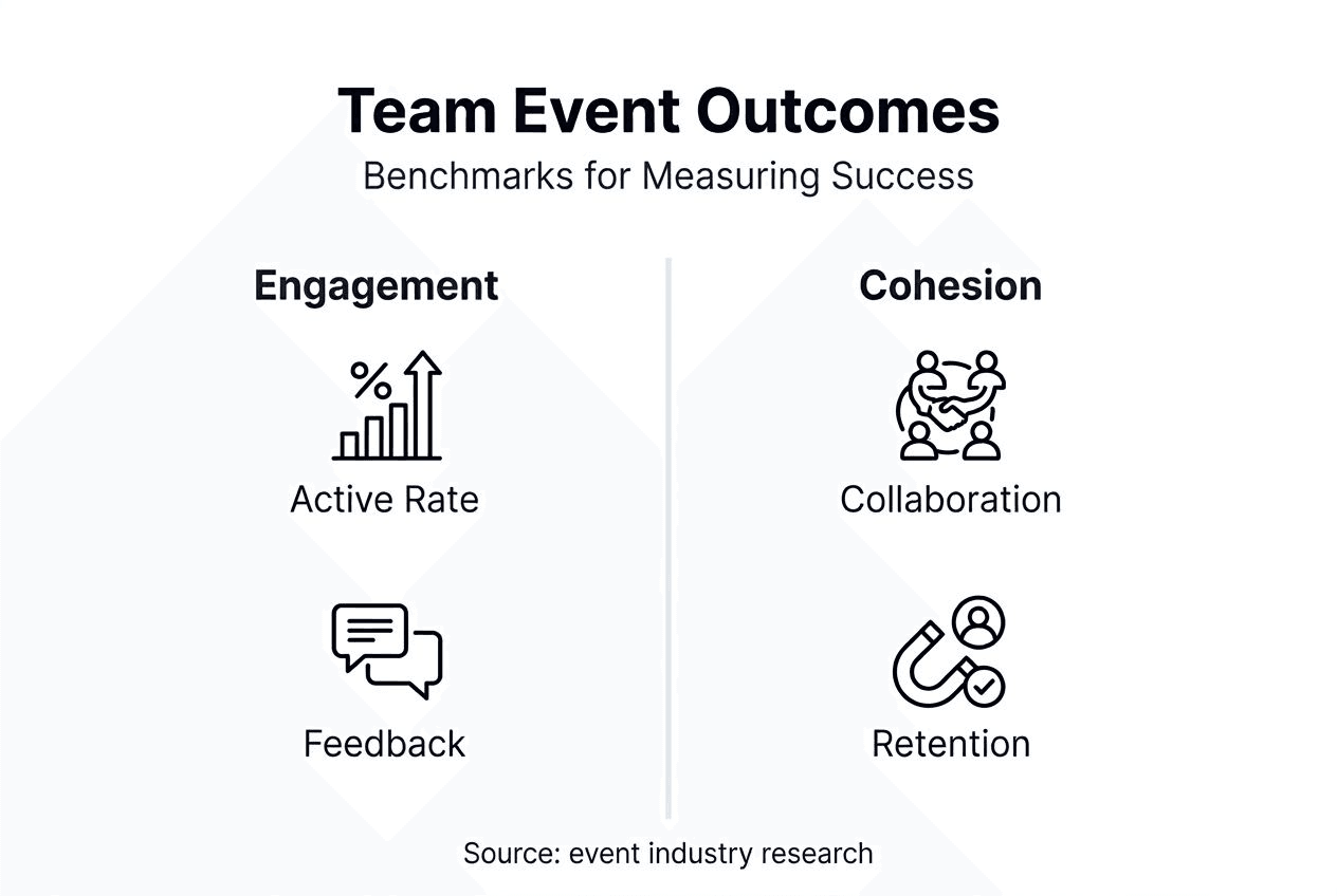 Infographic showing team event outcome benchmarks