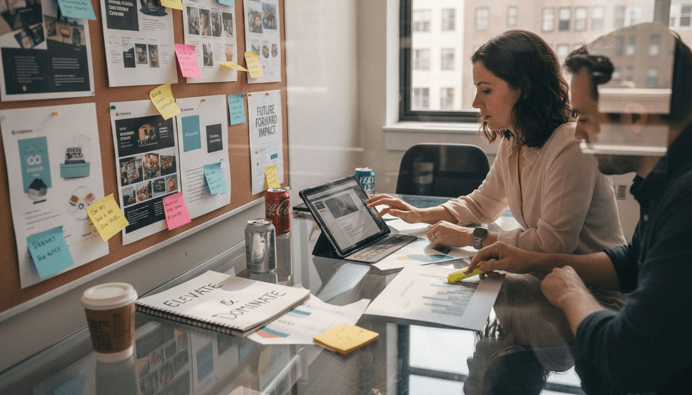 Team working on branded content planning