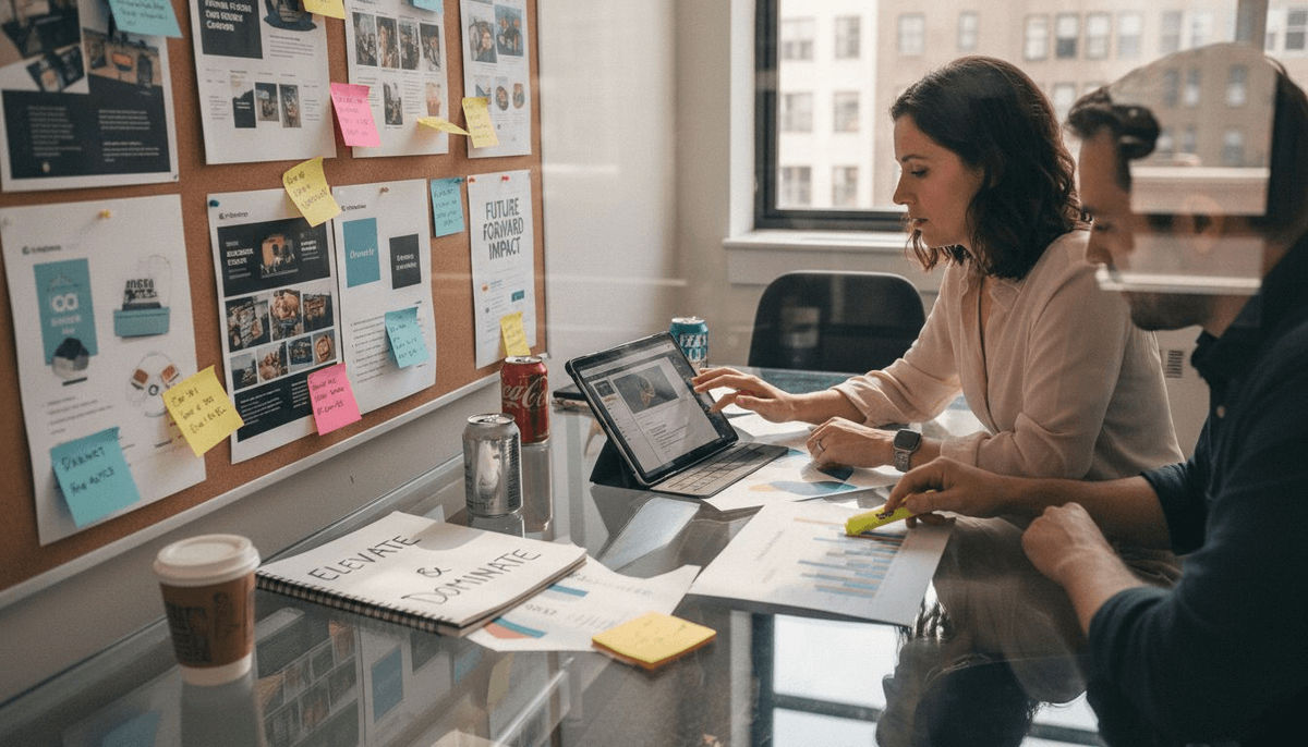 Team working on branded content planning
