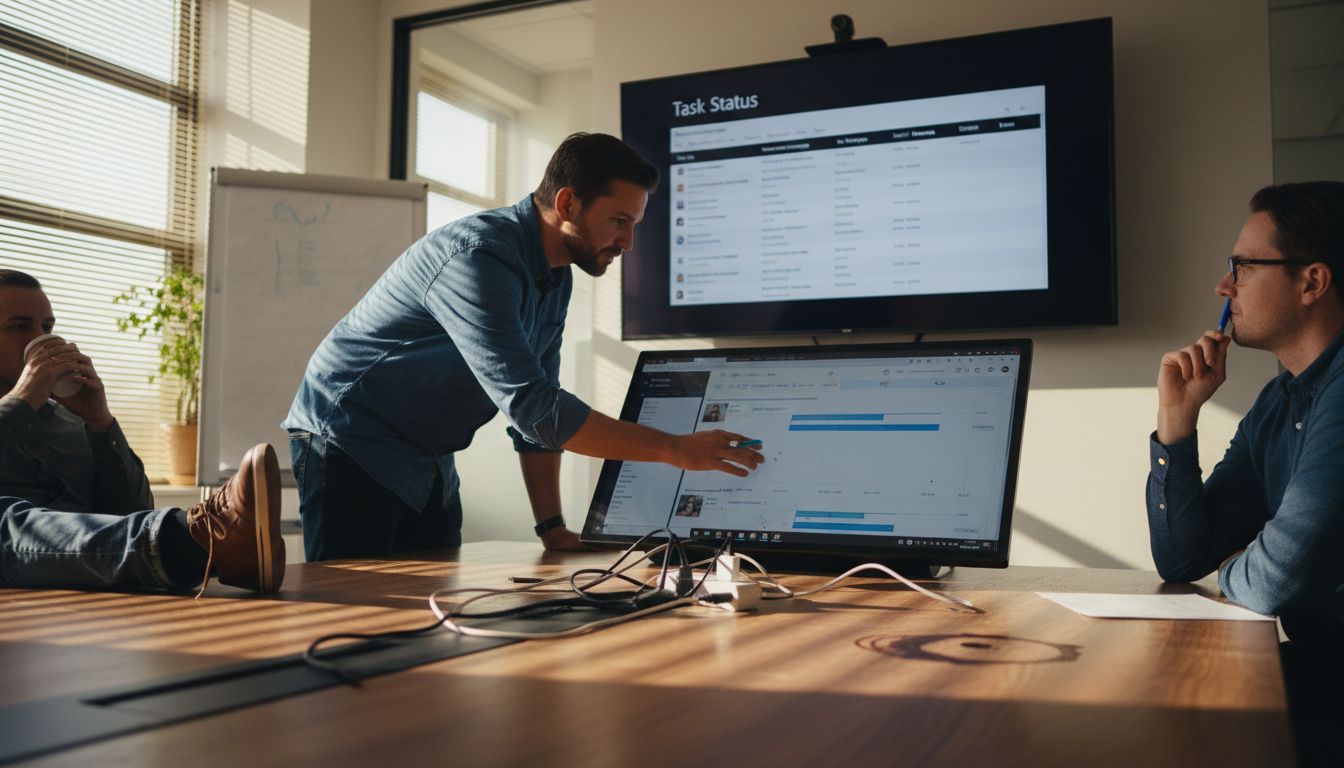 Team using digital tools during meeting