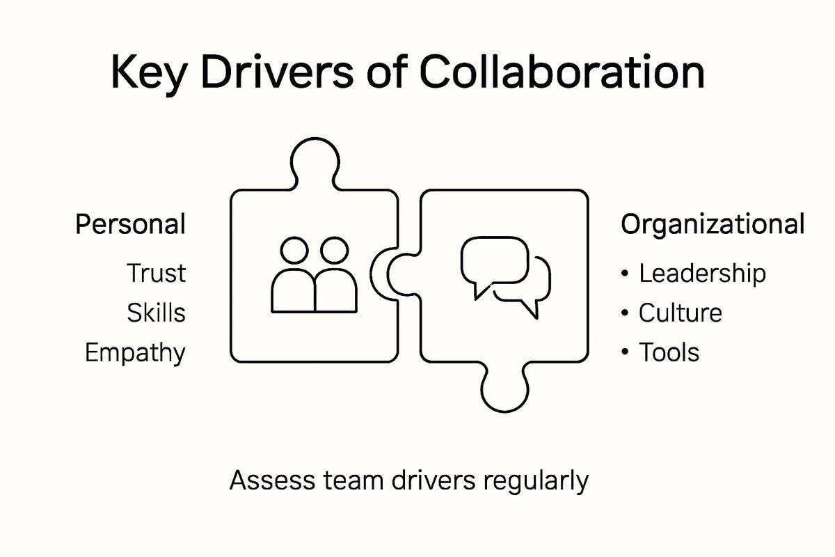 Infographic outlining team collaboration drivers