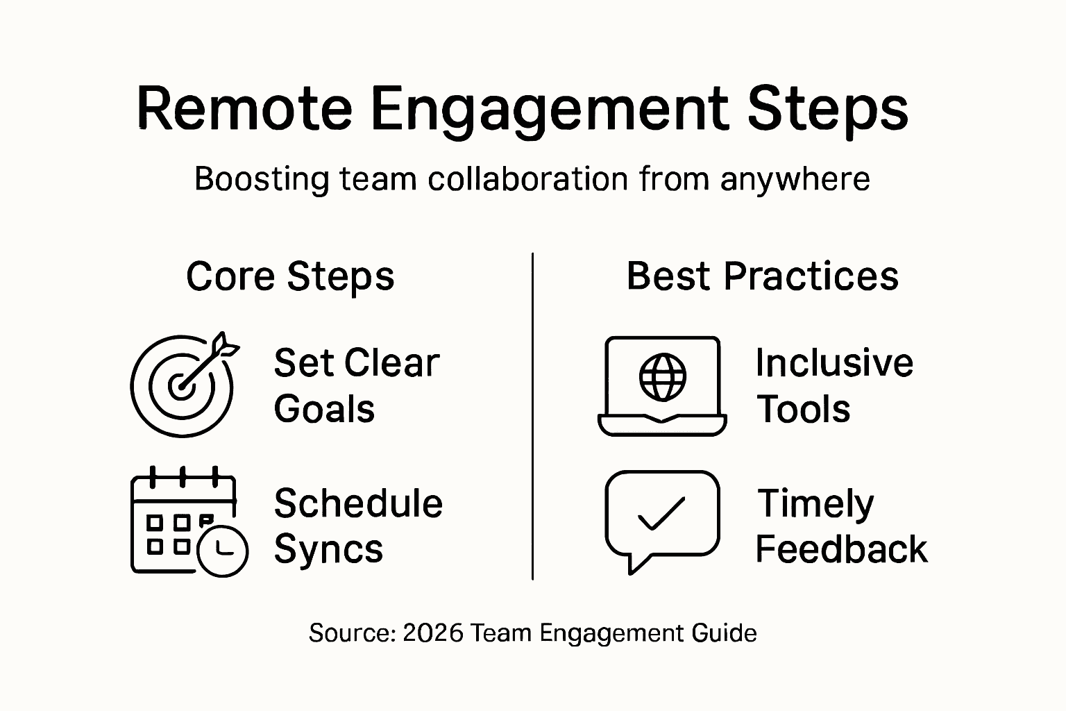 Infographic on remote team engagement key steps