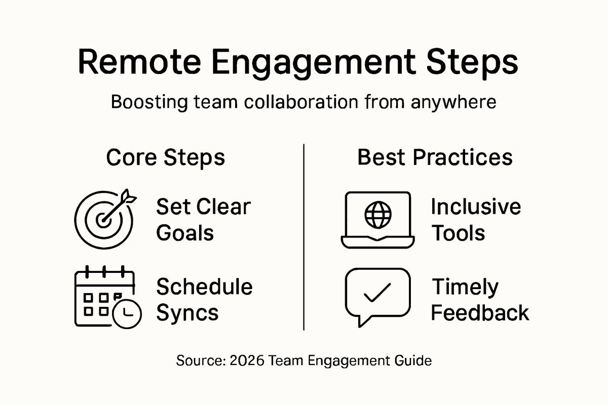 Infographic on remote team engagement key steps