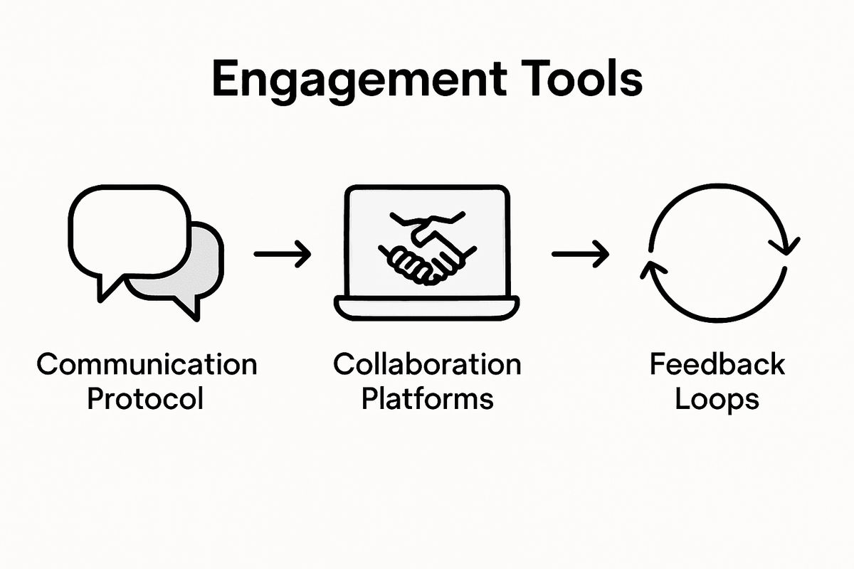Infographic of team engagement workflow steps