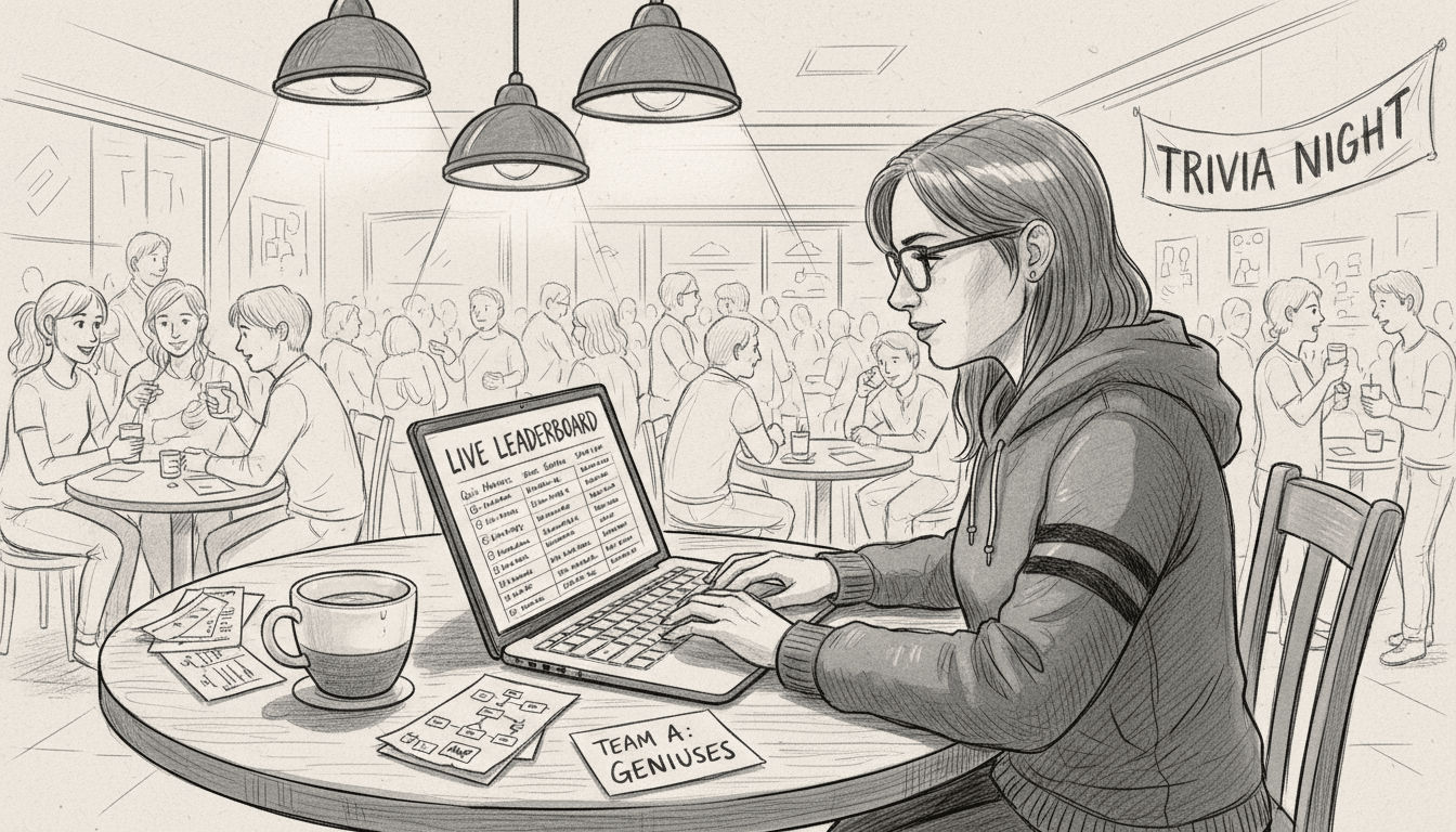 Organizer adjusts trivia score software leaderboard