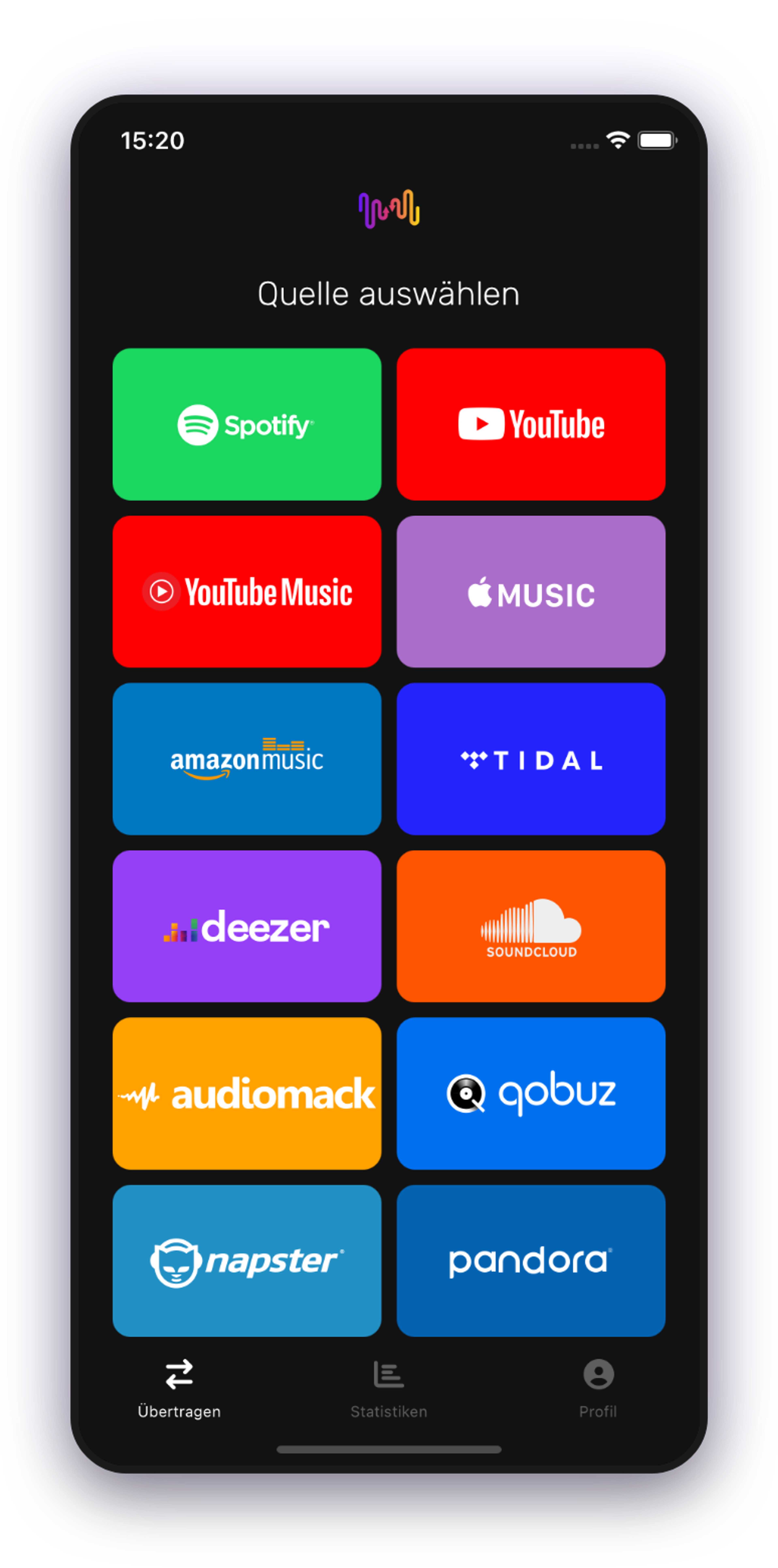 Screenshot der Übertragung der Wiedergabeliste bei der Kommissionierung Yandex Music