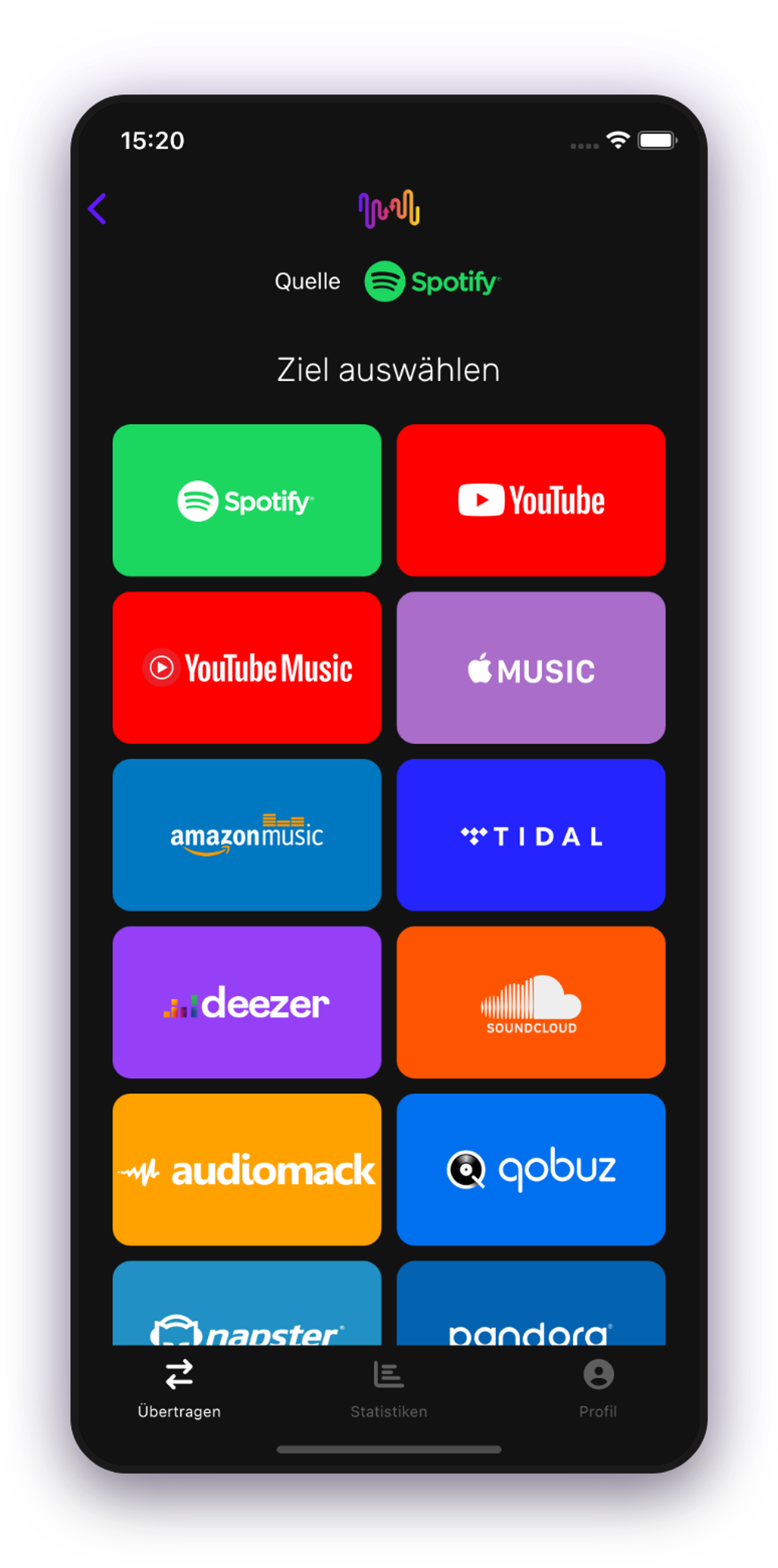 Screenshot der Übertragung der Wiedergabeliste bei der Kommissionierung Amazon Music