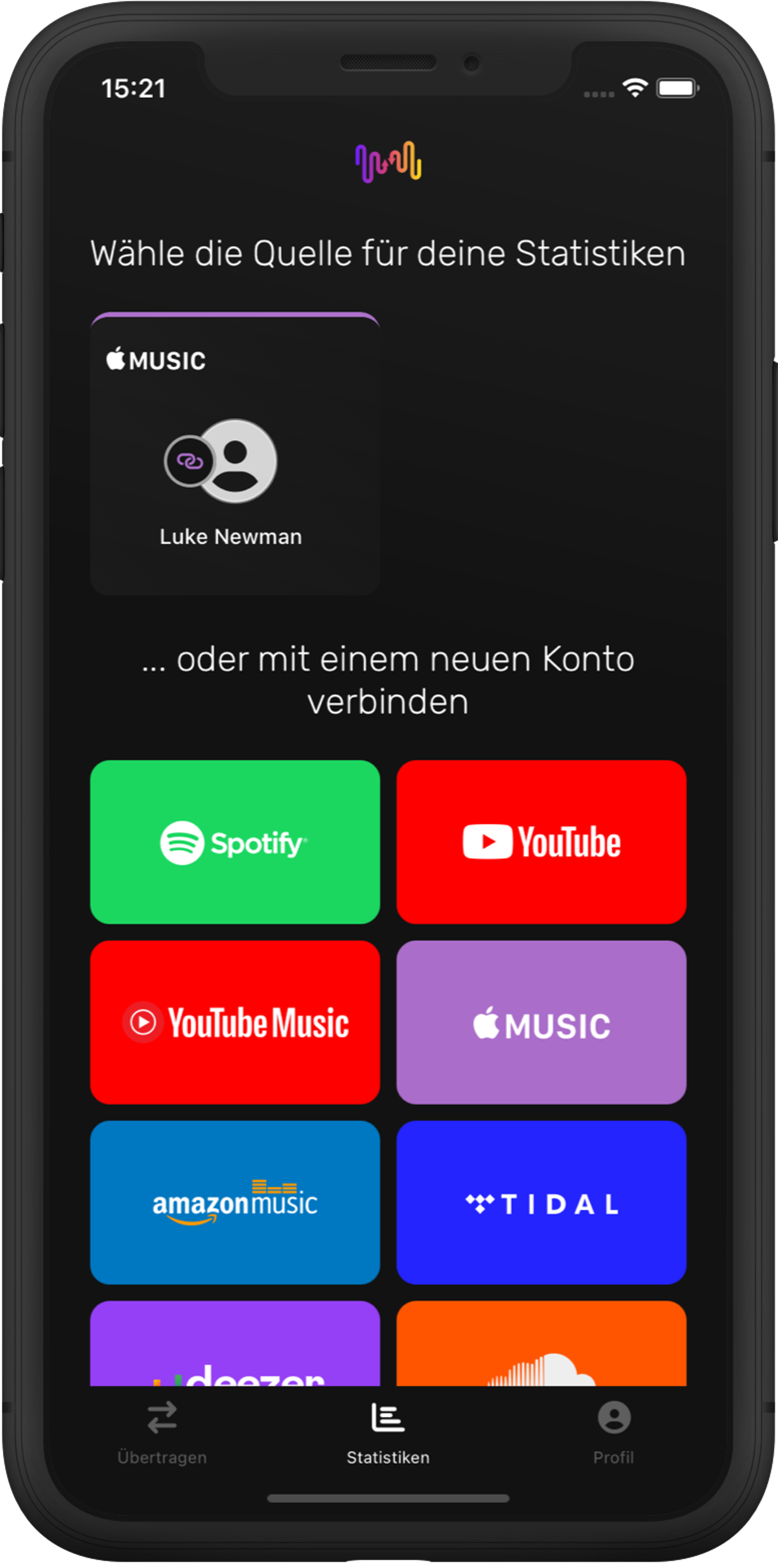 Wähle deinen Musikdienst aus