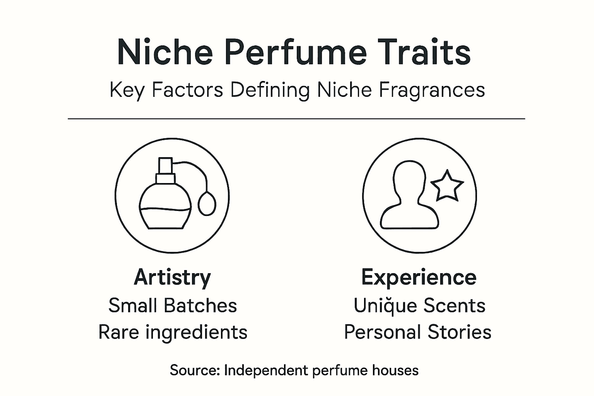 Infographic summarizing niche perfume types and traits